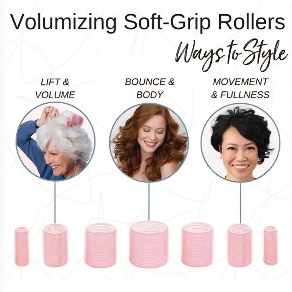 Calista Volumizing Soft Grip Rollers Curlers Blowout Case Short Pixie Hair Set